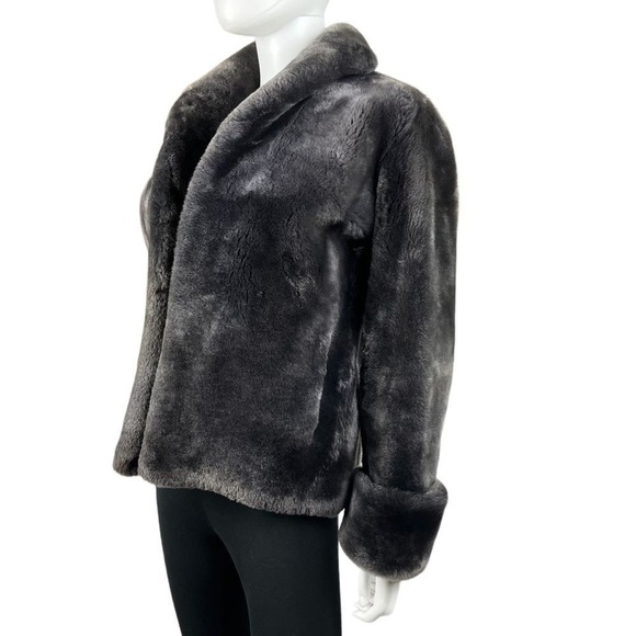 Vintage Kerrybrooke 50s Coat Womens L Gray Fur Sears Roebuck Plush Winter Warm - Picture 5 of 15